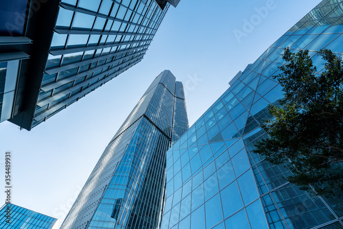 High rise buildings and street view