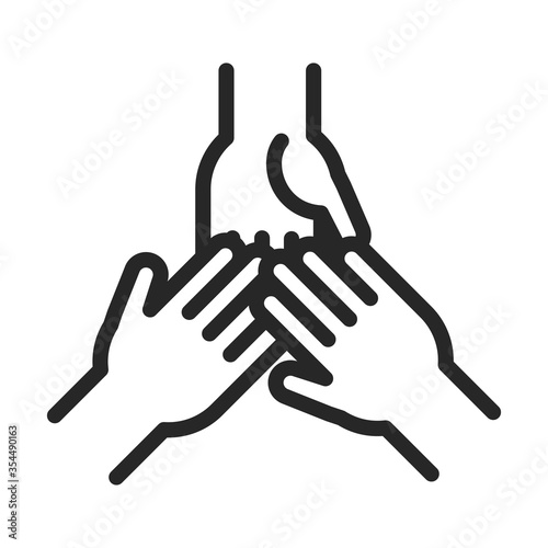 donation charity volunteer help social hands together community support line style icon