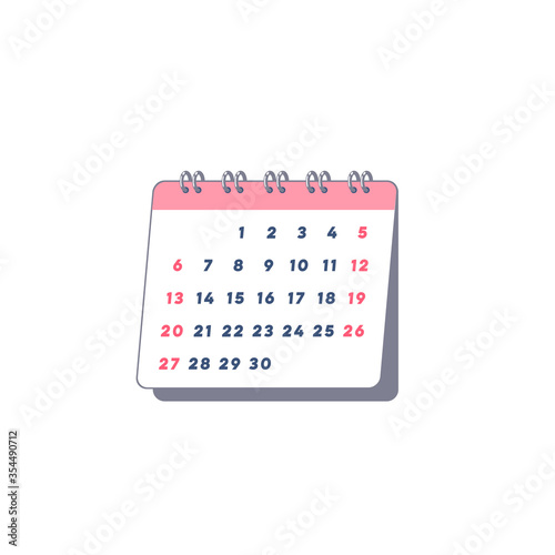 Month calendar. Vector illustration flat icon isolated on white background.