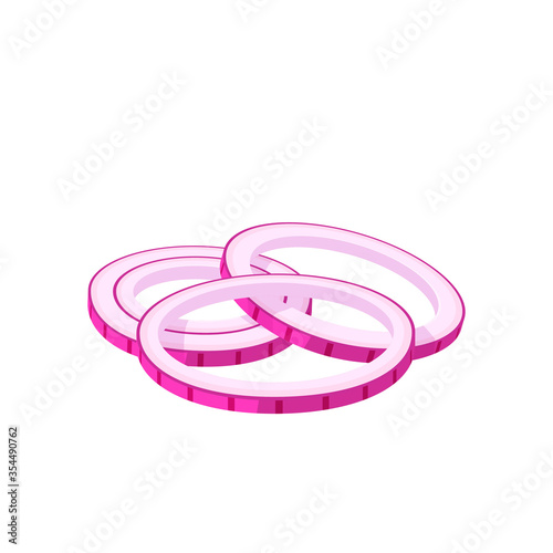 Hamburger ingredient. Red onion rings. Vector illustration cartoon flat icon isolated on white.