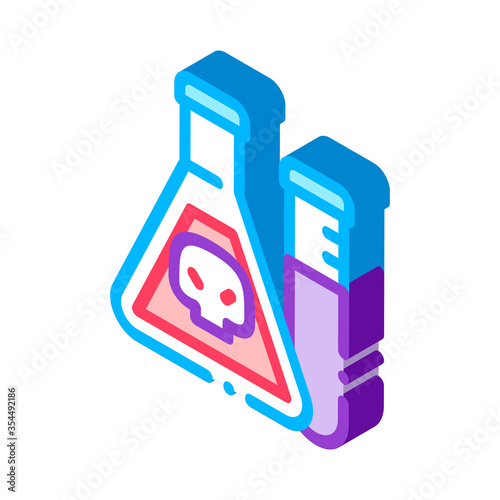 Flask With Chemical Liquid vector isometric sign. color isolated symbol illustration