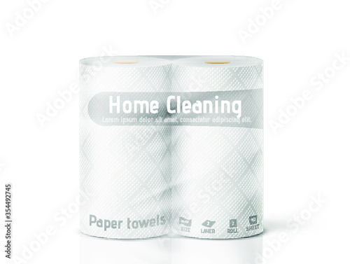 White paper towels in a package on a white background. Vector illustration
