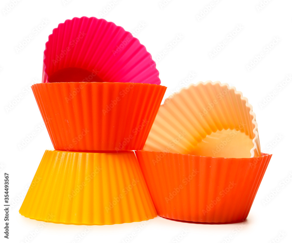 Muffin baking cups on white background Muffin baking cups on white background