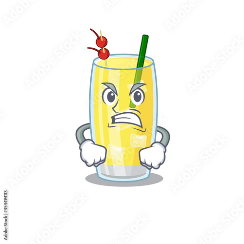 A cartoon picture of pina colada cocktail showing an angry face