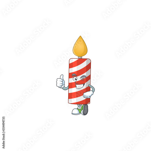 Caricature picture of candle with Thumbs up finger