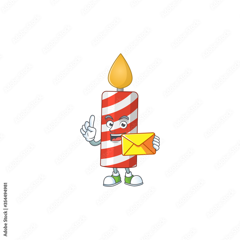 A cartoon picture of candle bring brown envelope A cartoon picture of candle bring brown envelope