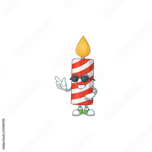 Super cool candle cartoon drawing style wearing black glasses
