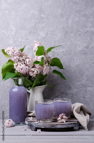 Lilac drink in a glass