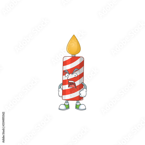 Candle cartoon drawing style with angry face
