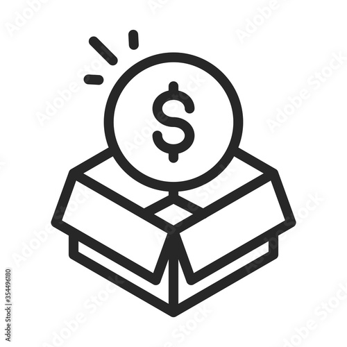 donation charity volunteer help social money coin in box line style icon