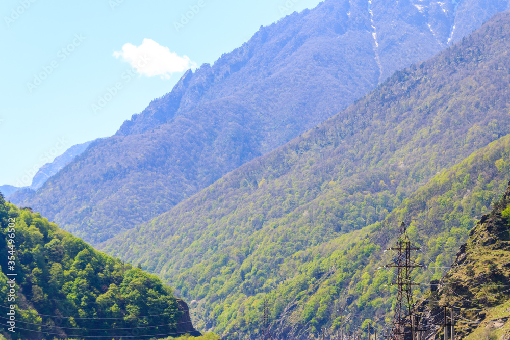 Naklejka premium View on the Caucasian mountains in Georgia