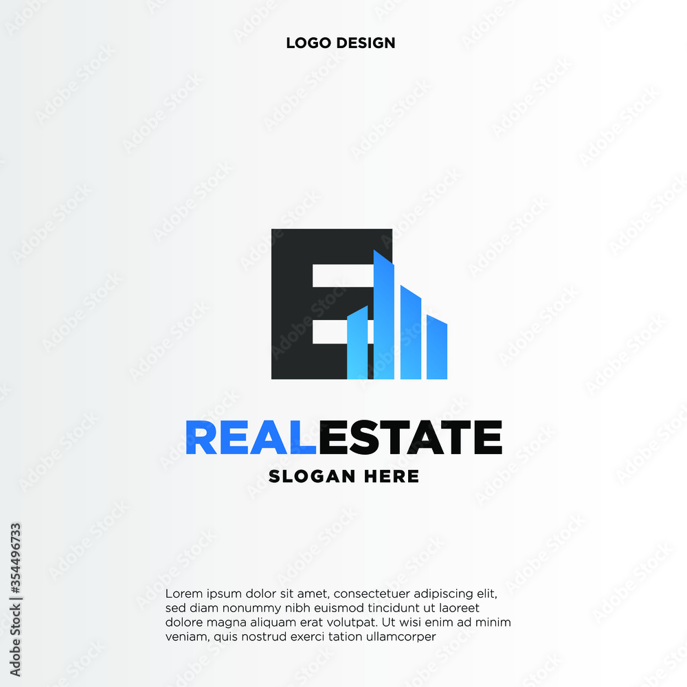 E Initial logo concept with building template vector. E Initial logo concept with building template vector.