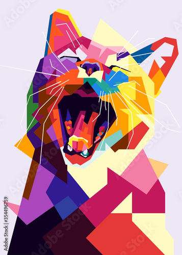 Pop art cat illustration. Creative animals art