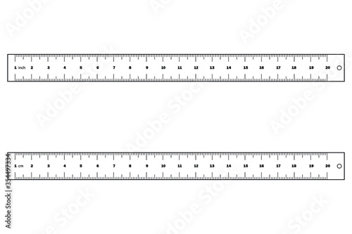 Ruler. A set of two rulers outline in cm and inches isolated on a white background. EPS Vector