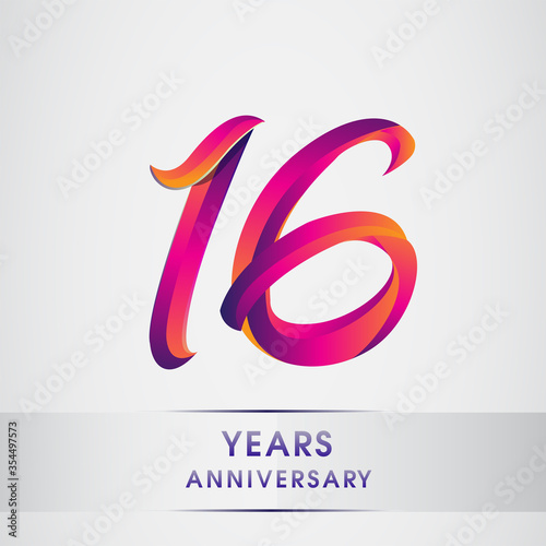 16th Years anniversary celebration logotype colorful design, Birthday logo on white background