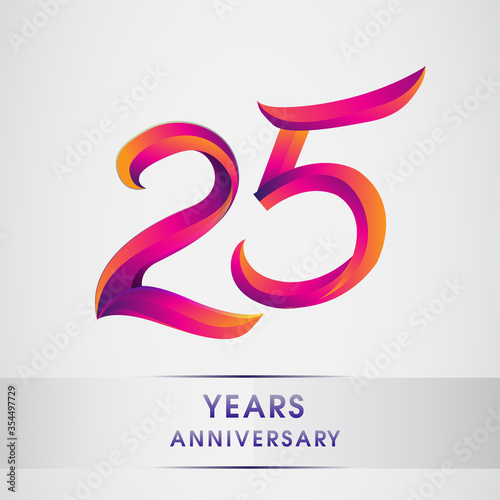 25th Years anniversary celebration logotype colorful design, Birthday logo on white background