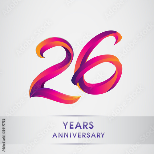 26th Years anniversary celebration logotype colorful design, Birthday logo on white background