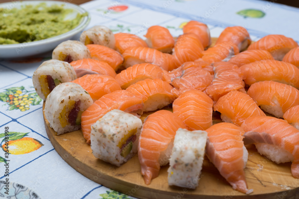 Treviso, Italy, 02/23/2020 , Home made sushi.