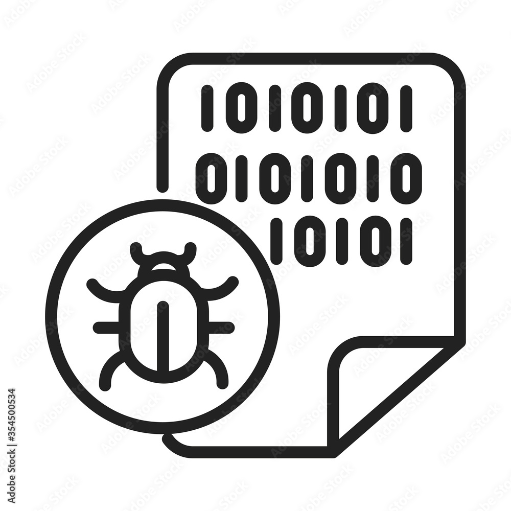 cyber security and information or network protection data binary code virus line style icon cyber security and information or network protection data binary code virus line style icon