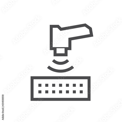 Soil x-ray spectroscopy vector icon to using portable handheld scientific measurement or instrument. May called XRF fluorescence, spectrometer for analysis, test and study geotechnical engineering.