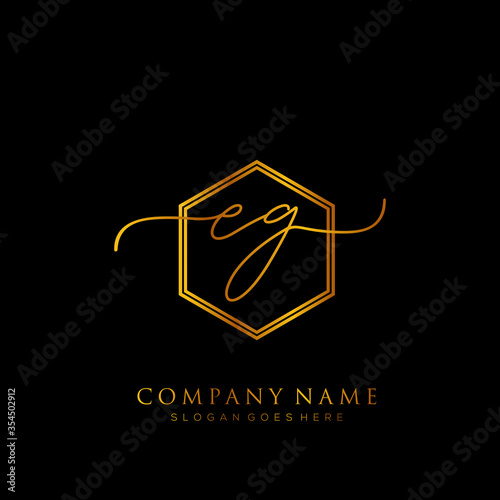 Initial letter EG Signature handwriting Logo Template Vector photo