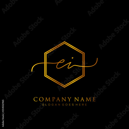 Initial letter EI Signature handwriting Logo Template Vector photo