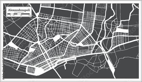 Alexandroupoli Greece City Map in Retro Style. Outline Map.