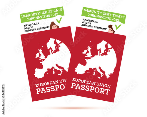 European Union Passport with a Coronavirus Immunity Certificate.