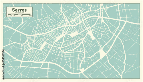 Serres Greece City Map in Retro Style. Outline Map. photo