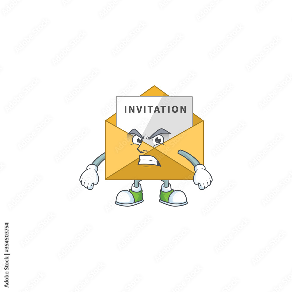 cartoon drawing of invitation message showing angry face