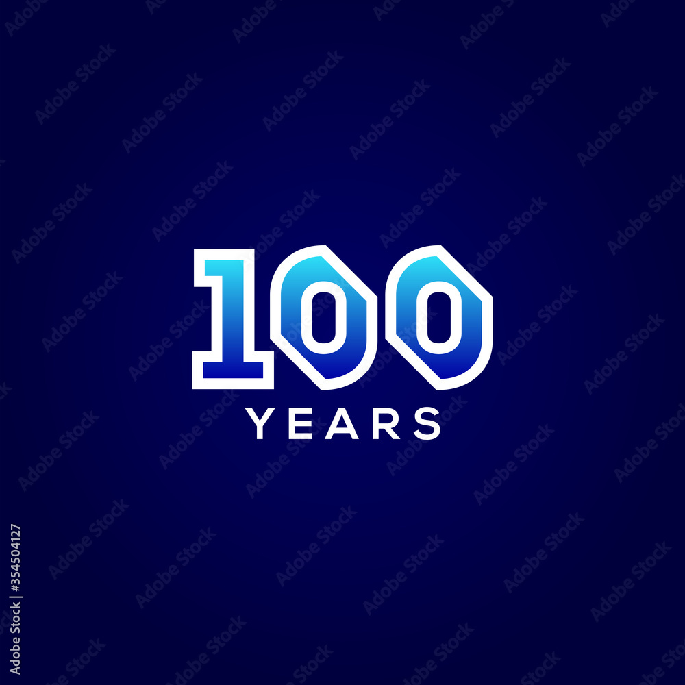 100 Years Anniversary Gradient Number Vector Design 100 Years Anniversary Gradient Number Vector Design