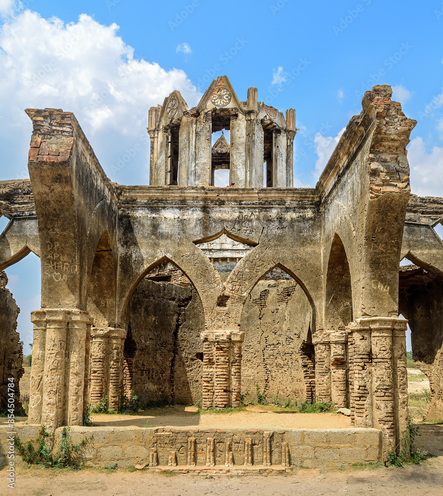 Ruins of old French Rosary church, Settihalli, Karnataka