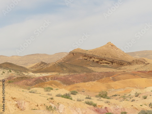 colorful sand layers at desert of Mahktesh