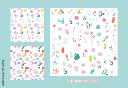 Seamless pattern flowers and leaves design background or wallpaper, cover, banner, template. © kanitta