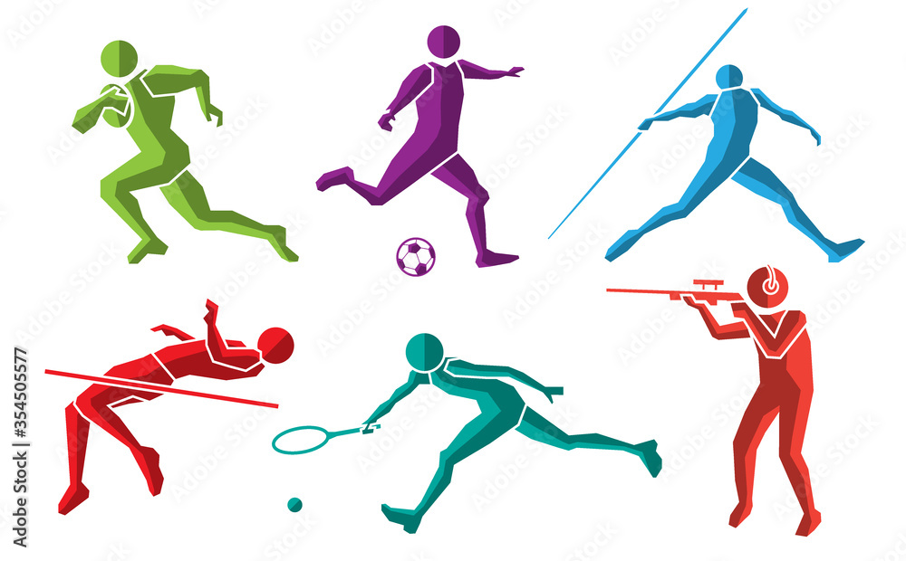 colorful sport flat icon set 01