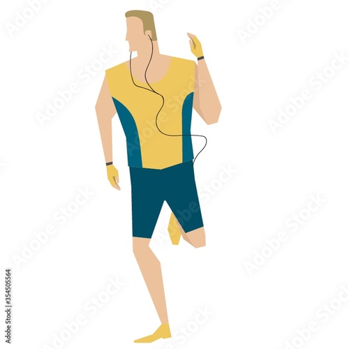 Man running and listening to music