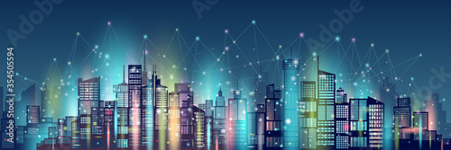 Technology wireless network communication smart city.