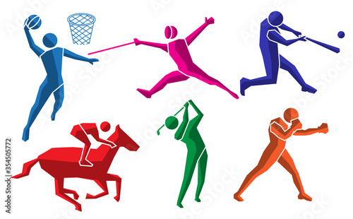 colorful sport flat icon set 05