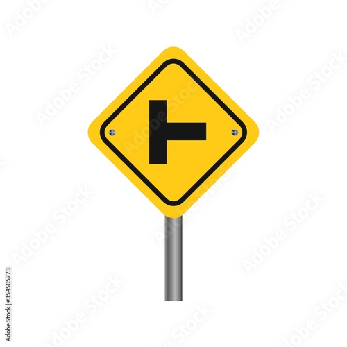 Side road at a perpendicular angle sign