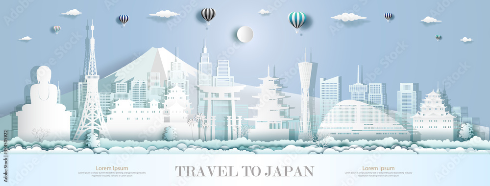 Tourism to japan with modern architecture landmarks of asia.