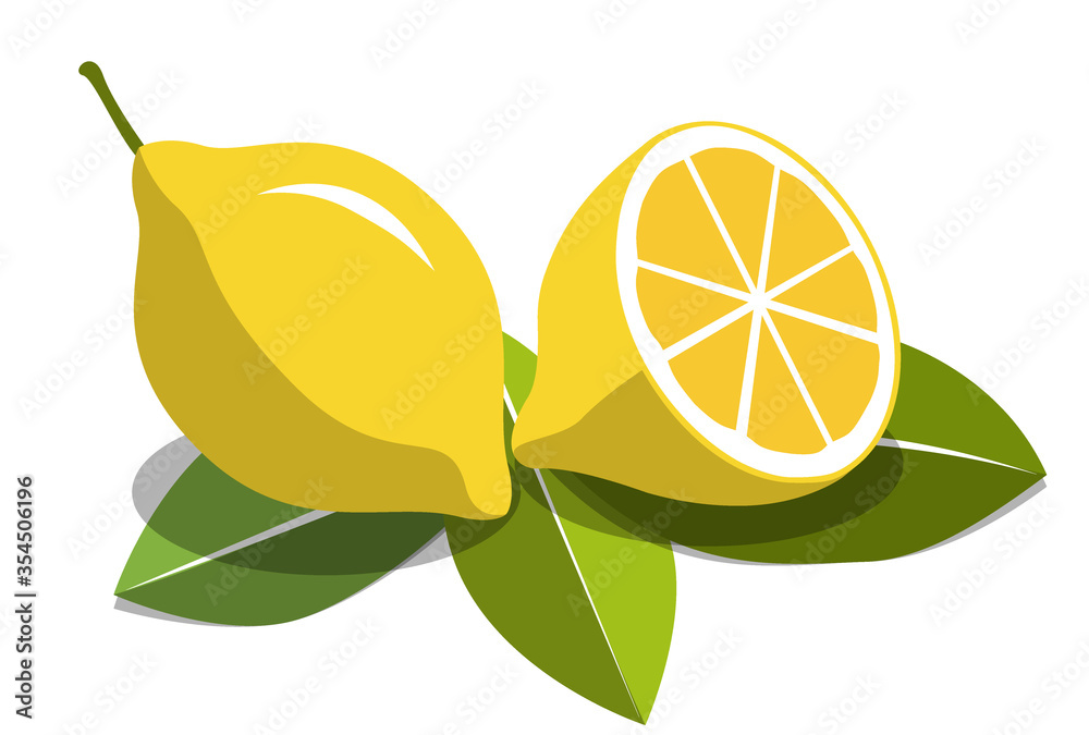 yellow lemon flat fruit on white background yellow lemon flat fruit on white background