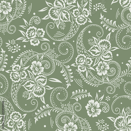 Seamless Asian textile floral pattern design