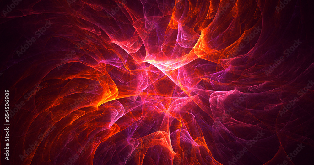 3D rendering abstract red fractal light background