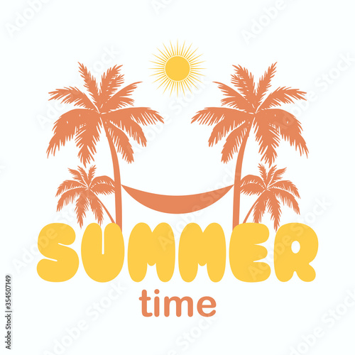 Summer vector illustration with hand lettering. Template badge  sticker  banner  greeting card or label.