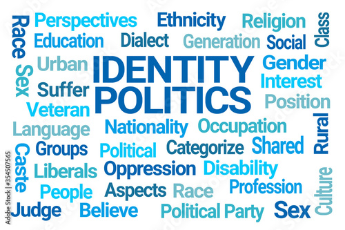 Identity Politics Word Cloud on White Background