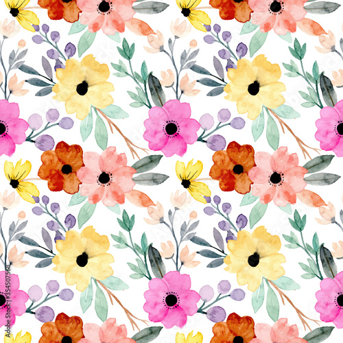 colorful watercolor floral seamless pattern