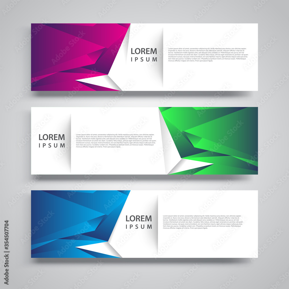 Vector set abstract geometric design banner web template.