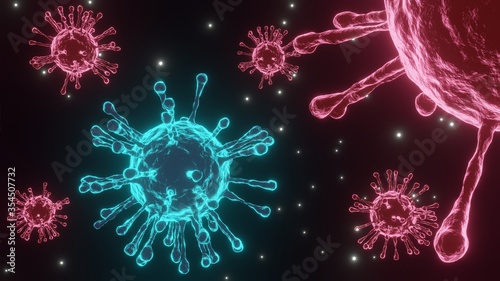 Corona Virus Microbiology And Virology Concept - 3d Rendering