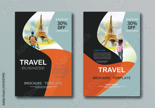 Sample presentation brochure cover design layout space for travel business.