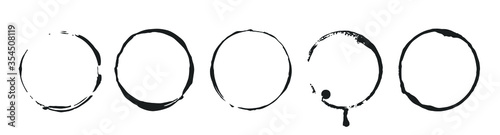 Grunge circle brush ink frames set. Vector illustration